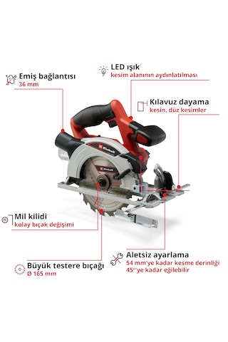 Einhell TE-CS 18/165/1 Li, Akülü Daire Testere Seti (4,0 Ah Akü ve Şarj Cihazı Dahildir)