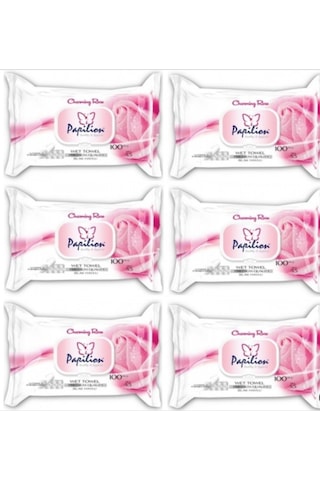 Papilion Gül Kokulu Islak Havlu 6'Lı Fırsat Paketi 600'Lü