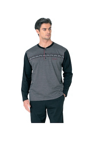 Pierre Cardin 6109 Erkek Siyah Uzun Kollu Yakası Düğmeli Pijama Takım