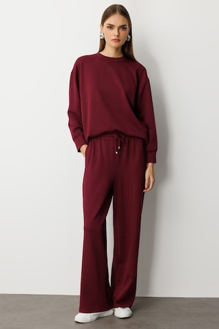 Mizalle Beli Lastikli Yumuşak Dokulu Mürdüm Jogger Pantolon Mürdüm