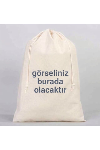 Lunora Collection Kişiye Özel Baskı Bez Kese 10 Adet Açık Krem