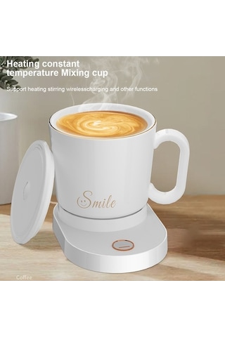 Novahub Akıllı Kablosuz Kahve Isıtıcı - 55 C, 15w Hızlı Şarj, Beyaz Seramik & Paslanmaz Çelik Tasarım Beyaz