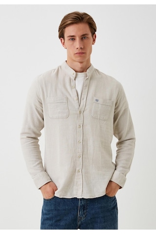 Erkek Gömlek Uzun Kol Camel Slim Fit Hakim Yaka Ncs Jeans 7114 Camel