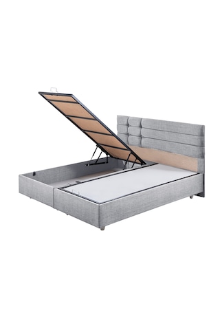 Viyana İkili Set, Viyana Çift Kişilik Baza Başlık Seti Açık Gri 150 x 200