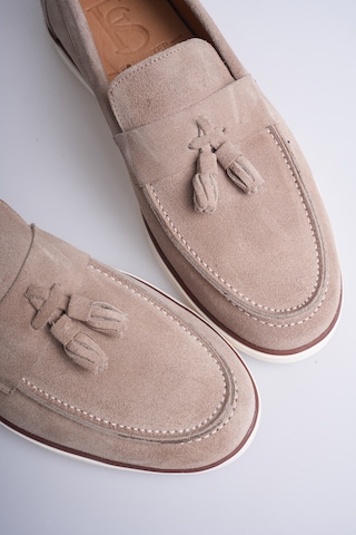 Fame Step Hakiki Deri Erkek Loafer Ayakkabı Süet Günlük Rahat Casual Mokasen Püsküllü Siena Bej