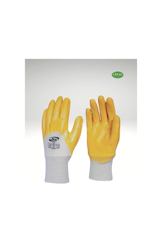 Aky Standart Nitril 10 Numara Xl 2121 Sarı Eldiven İnşaat İş Eldiveni 5 Adet Sarı