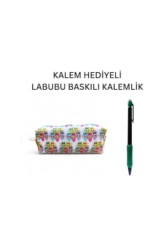 Labubu Baskılı Kalemlik- Okul Kalemliği-makyaj Çantası Ve Kalem Hediyeli Çok Renkli