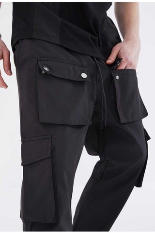 Siyah Cep Detaylı Lastik Bel Jogger Pantolon Siyah