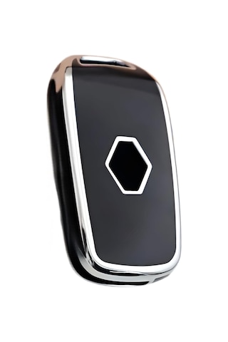 Autohan Keys Megane 4 Joy, Clio 5, Captur, Taliant Express İçin 3 Butonlu Nano Anahtar Kılıfı, Siyah-gümüş