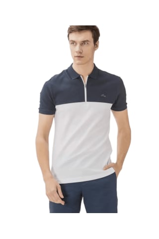 L.a.c.o.s.t.e. Yarım Fermuar Colorblack Polo T-shirt Lacivert Beyaz
