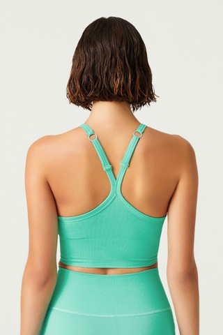 Los Ojos X Melodi Yeşil Fitilli Seamless Spor Sütyeni Ribbed Bra Tank Yeşil