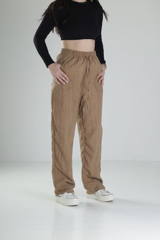 Cocopelli Aerobin Keten Kumas Kahve Baggy Pantolon Coc2510 Kahverengi