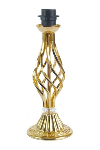 Dekovien Kadife Kaplı Fransız Güpürlü Gold Burgulu Abajur Altın