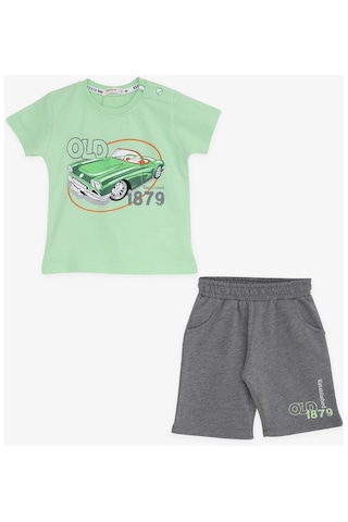 Breeze Girls & Boys Erkek Çocuk Şortlu Takım Antika Araba Temalı 1.5-5 Yaş, Fıstık Yeşili-fıstık Yeşili Fıstık Yeşili