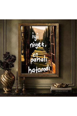 Bk Gift Vintage Klasik Sanat Esprili Sözlü Masif Ahşap Çerçeveli Dekoratif Tablo - 40