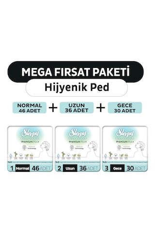 Sleepy Bio Natural Premium Plus Hijyenik Ped Mega Fırsat Paketi 112 Adet
