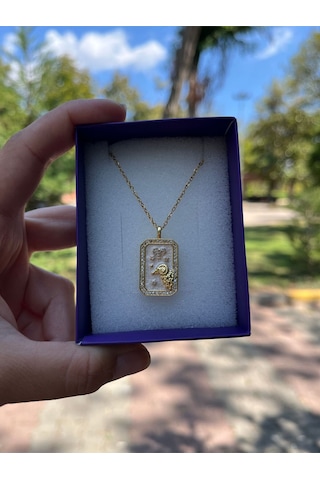 Çelik Koç Burcu Zirkon Taşlı Vintage Kolye Gold