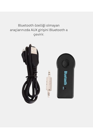 Bluetooth Aux Araç Kiti Eller Serbest Müzik Çalar Dahili Mikrofon