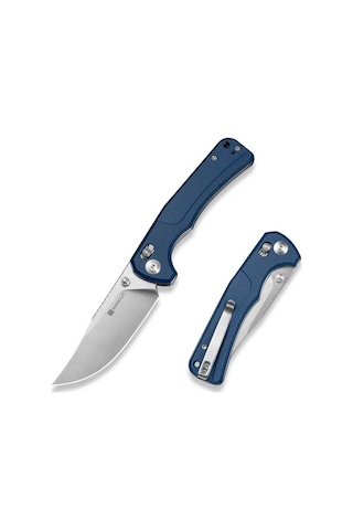 Sencut Slybolt Blue Canvas Micarta Handle Satin Finished 9cr18mov Blade Kamp Çakı Mavi