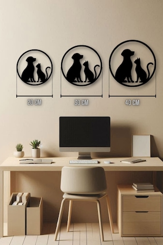 Ahşap Tablo Dekoratif Duvar Süsü Ev Ve Ofis İçin Dost Köpek Temalı
