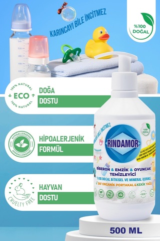 % 100 Doğal Bitkisel Biberon Emzik Ve Oyuncak Temizleyici- Organik Portakal&kekik Yağlı