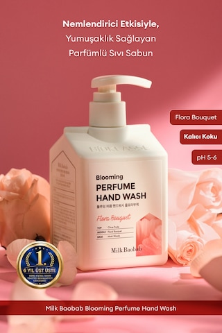 Nemlendirici & Yumuşatıcı Parfümlü Sıvı Sabun Mılk Baobab Blooming Perfume Hand Wash Flora Bouquet