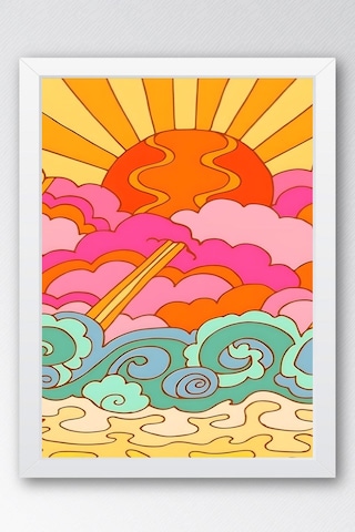 Gün Batımı Renkli Bulutlar Çerçeveli Tablo - Pop Art Poster Tablo
