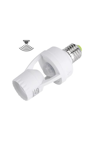 E27 Hareket Sensörlü Lamba Tutucu 110-240volt 60watt, Ampul Soket Adaptörü Pır,