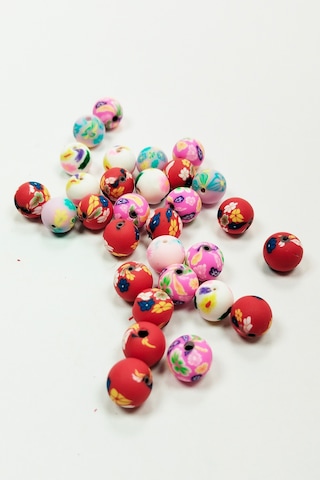 90 Adet 10 Mm Polimer Kil Fimo Boncuk Takı Bileklik + 5 Metre Misina Hediye - Deniz - Kalp - Yuvarlak