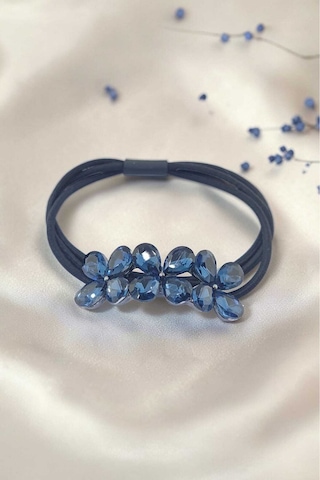 Aster Saç Tokası Safir Mavi Kristal Taşlı Çiçek Tasarımlı Şık Kadın Aksesuarı