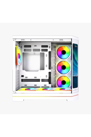 Gametech Vision V2 7x Argb Fanlı Lcd Ekranlı Oyuncu Bilgisayar Kasası Beyaz