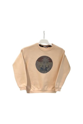 Cantoy Erkek Çocuk İçi Şardonlu Baskılı Sweatshirt-15198 Bej