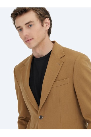Deve Tüyü Düz Modern Fit Yün Karışımlı Ceket Deve Tüyü