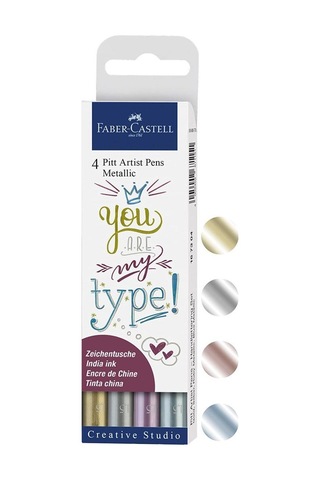 Faber-Castell Pitt Artist Pen Kaligrafi Seti Metalik 4Lü