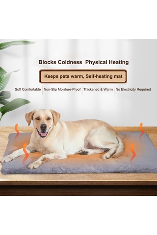 Moveevo Kendiliğinden Isınan Termal Evcil Hayvan Pedi Yumuşak Peluş Taşıma Altlığı Kaymaz Tabanlı İç/dış Mekan Kışlık