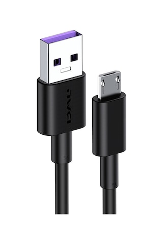 Awei Cl-77m 5a Usb'den Micro Usb Arayüzüne Akıllı Hızlı Şarj Tpe Veri Kablosu, Kablo Uzunluğu: 1m Siyah