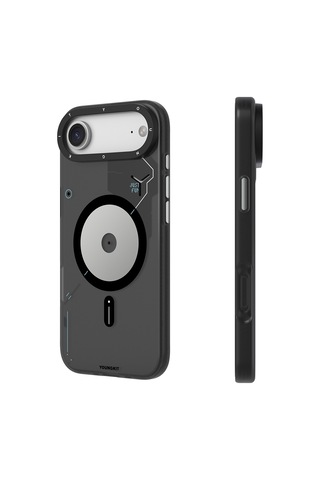Apple Uyumlu iPhone 17 Air Kılıf M-safe Şarj Özellikli Disk Desenli Youngkit Disc Battle Kapak Siyah Siyah