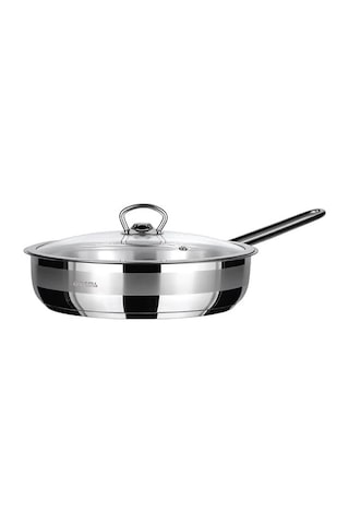 Amboss Saphire 26 CM Çelik Saplı Cam Kapaklı Tava Sap-4790