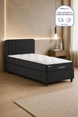Niron Scarface 90x190 Cm Tek Kişilik Yatak Baza Başlık Seti - Sert Full Ortopedik 90 x 190
