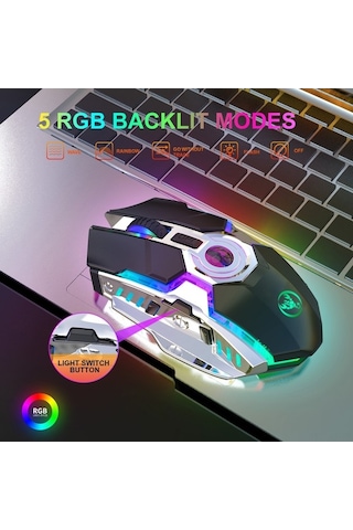 Novahub Hxsj T30 Kablosuz Rgb Oyun Faresi - 2400dpi, 2.4ghz, Şarj Edilebilir Pil, 10m Kablosuz Bağlantı 001