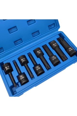 8 Parça 1/2 Havalı Darbeli Torx Lokma Seti T30-t40-t45-t50-t55-t