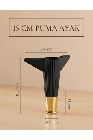 Puma 15 Cm Siyah-altın 8 Adet Mobilya Kanepe Tv Ünitesi Dolap Kosol Ayağı Altın