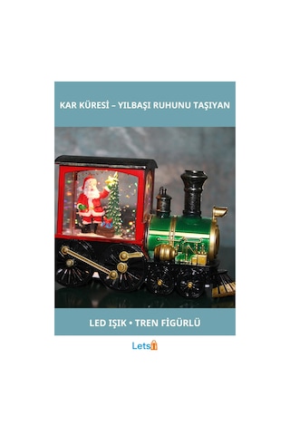 Trenli Yılbaşı Işıklı Kar Küresi Dekoratif 13x9 Cm 1 Adet