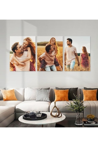 Kişiye Özel Fotoğraflı 3 Lü Mdf Tablo Seti 20x28 Cm Siyah