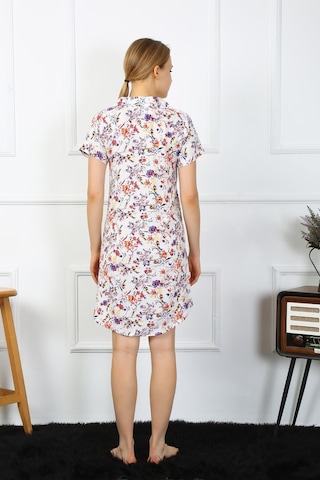 Akbeniz Kadın Penye Kısa Kol Düğmeli Ekru Tunik Gecelik 13104-ekru Ekru