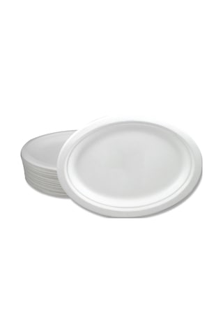 Kafem Ekolojik Karton Oval Tabak 26 CM 25 Adet