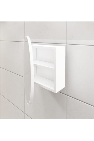 Oval Aynali Banyo Dolabi Beyaz