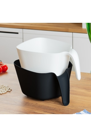 Porsima G-575 2 Parça Çok Amaçlı Plastik Süzgeç Siyah Beyaz