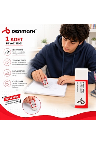 Penmark Beyaz Silgi 1 Adet Yumuşak,iz Bırakmaz Kaliteli