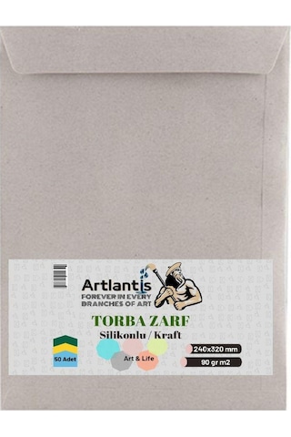 Torba Zarf 24x32 Cm Kraft 90 Gr Silikonlu 50'li 1 Paket Artlantis